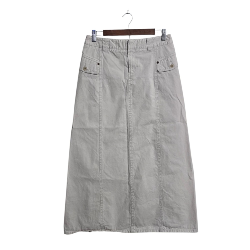 Eddie Bauer A-Line Double Vented Khaki Midi Skirt Sz 4